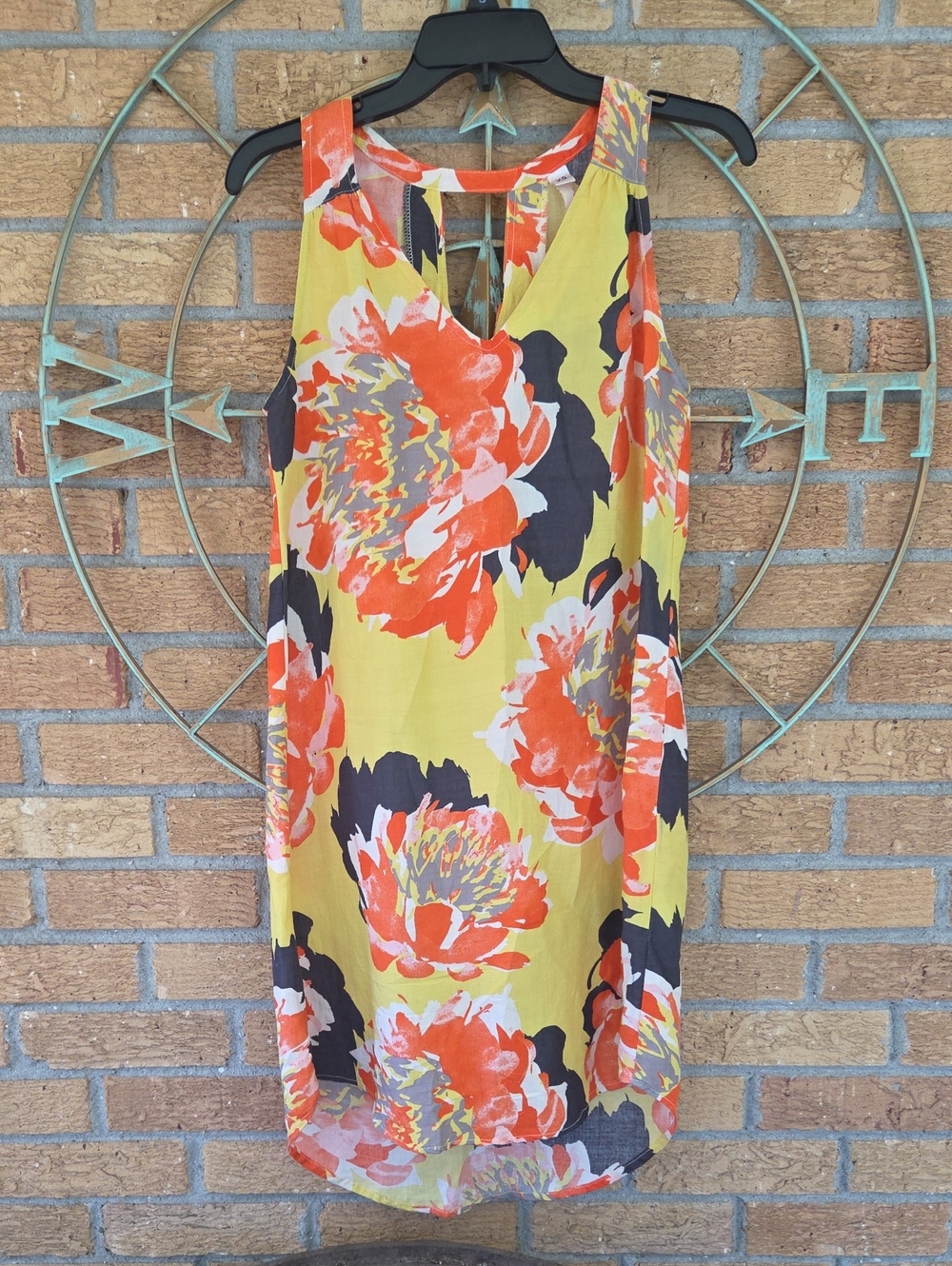 Uncle Frank Bold Yellow Floral Sleeveless Dress XS